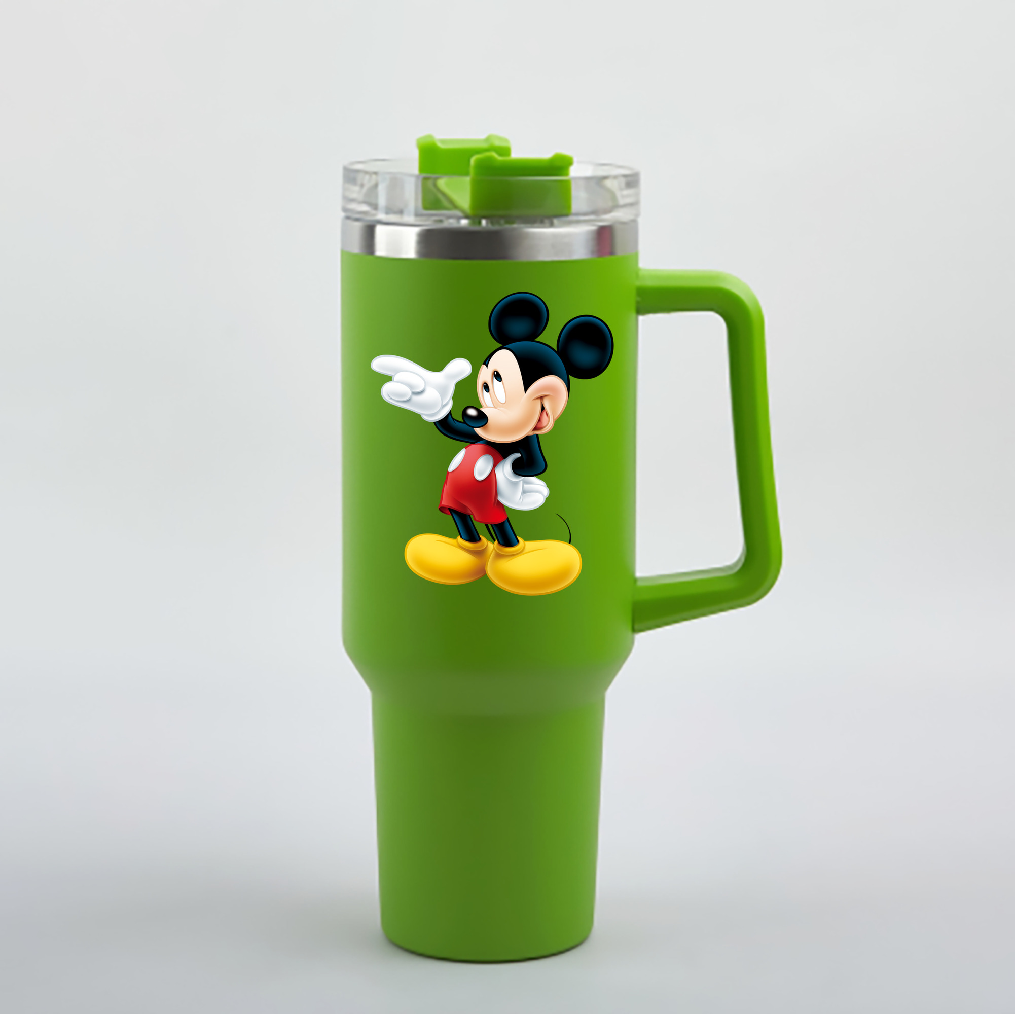 （画像用） ミッキーマウス Mickey Mouse 1200mL車用タンブラー - クリスタルステッカー（プラスチックストロー付き）